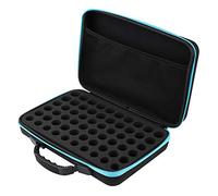 12.20 * 8.85 * 3.03 Inch EVA Roller Bottle Organizer Essential Oil Carrying Case Hard Shell Case 60 Bottles Suitable for Bottles 5ml 10ml 15ml Bottle (Blue)
