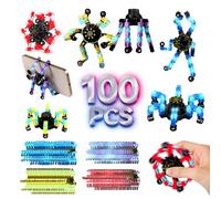 12/24/36/48/100 PCS Fidget Spinner for Kids Sensory Fideget Toys Transformable Fidget Spinner Fidget Robots for Easter Basket Stuffers Party Favours School Rewards Events Prizes (100PCS Glow)