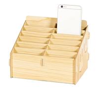 12/24/36/48/60 Slots Mobile Phone Storage BoxClassroom & Conference Management Desk Organizer BrownEfficient Cell Phone Holder for Classroom Use & Office Organization