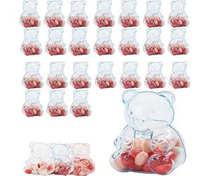 12/24/36 Pcs 6.5 Oz Large Clear Plastic Container Teddy Bear For Valentine's Day, Bear Shaped Candy Boxes, Creative Bears Shaped for Valentine's Day, Gifts & Party Decor