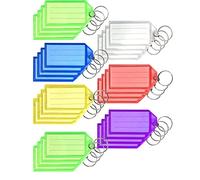 12/24/48/96 Pack Key Tags with Labels, Key Rings with Tags, Plastic Key Labels, 6 Colours - Ideal for Luggage, ID, Name, Label - for Home, Office, and School (48)