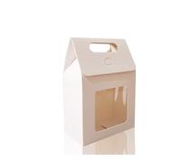12/24/48pcs Kraft Paper Portable Gift Bags Wedding Candy Packing Bags With Clear PVC Window Seal Boxes Packing Bag For Business(White,12PCS_10X6X15CM)