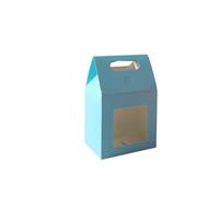 12/24/48pcs Kraft Paper Portable Gift Bags Wedding Candy Packing Bags With Clear PVC Window Seal Boxes Packing Bag For Business(Blue,12PCS_10X6X15CM)