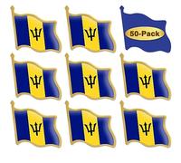 12/24/50/100Pcs Barbados Flag Lapel Pins Bulk - Metal Barbadian Brooch Badge Souvenir For Men Women Clothes Bags Hats, 1inch, Metal, no gemstone