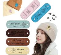 12/24/50/100PCS Personalised Leather Labels Handmade Tags for Crochet and Knits Projects Handmade with Love Tags Custom Leather Labels for Clothes Hats Scarves Gloves (Size Name, 2.5 * 0.8 in)