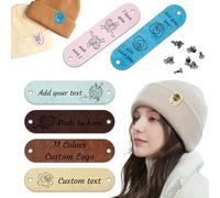 12/24/50/100PCS Personalised Leather Labels Handmade Tags for Crochet and Knits Projects Handmade with Love Tags Custom Leather Labels for Clothes Hats Scarves Gloves (Size Name, 2.5 * 0.6 in)