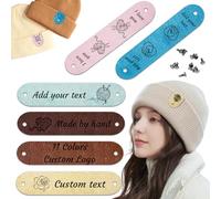 12/24/50/100PCS Personalised Leather Labels Handmade Tags for Crochet and Knits Projects Handmade with Love Tags Custom Leather Labels for Clothes Hats Scarves Gloves (Size Name, 3.0 * 0.6 in)