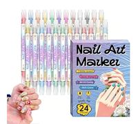 12/24 Color Nail Doodle Pen, Waterproof Nail Art Pen, Dual-Tip Nail Art Marker en Set, ail rt Marker Drawing Painting Liner en, Precision Tip, Quick Dry (24 Color)