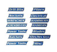 12/24 Pack of Magnetic Toolbox Labels,3D Printed Metal Toolbox Drawer Tags, Multipurpose Magnetic Tool Box Label, Easy to Read Printing, Quick Identifying Tool Box for Garage Storage (Blue 1set)