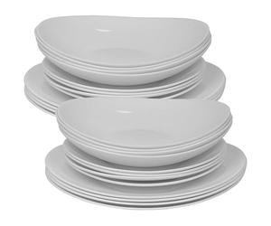 12/24 Pc Dinner Set Bowl Side Dinner Plate 12 or 24 Piece Smooth Plain or Wavy Dinner Service Set Dessert Cereal Bowl Plates (Venice Boat - 24 Pcs)