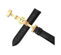12-24mm Men Women Genuine Leather Watch Strap Replacement Automatic Deployment Buckle Watchbands for Analogue Quartz Watch, 20mm