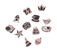12/24pcs Rose Gold and Black Birthday Hanging Ornaments Rose Gold and Black Birthday Hanging Decorations for Modern Party