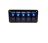 12/24V 5 Gang Aluminum USB Switch Panel Pin ON Off Toggle with LED Backlit, Wiring Harness Pre-Wired for Boat Car Marin(Vert)