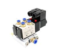 12/24V DC 110/220V AC Multi Option 4V210-08 Pneumatic Solenoid Valve Block with Muffler Fitting Base Manifold 2/3/4/6 Way(5 Row 8mm Fitting,AC220V)