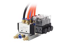 12/24V DC 110/220V AC Multi Option 4V210-08 Pneumatic Solenoid Valve Block with Muffler Fitting Base Manifold 2/3/4/6 Way(4 Row 6mm Fitting)
