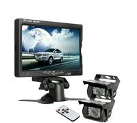 12-24v For RV Truck Bus Van Car IR Back Up Camera Night Vision System 7" Rear View Monitor 10m AV cable(Monitor and 2camera)