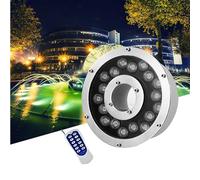 12/24V LED Ring Fountain Light with Remote Control - RGB LED Underwater Spot Light, Middle Hole IP68 Waterproof, Low Voltage Color Changing Submersible Lights