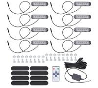 12/24V LED Vehicle Warning Lights with Eight-Module Layout | Eight Connected Light Modules, Inline Control Layout Black ABS Housings, for Compatible Truck Grille Installation