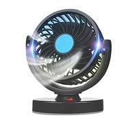 12/24V/USB Portable Mini Car Fan 360 Degree All-Round Adjustable Auto Air Cooling Dual Head Fan Quiet Small Desktop