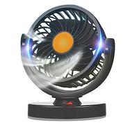 12/24V/USB Portable Mini Car Fan 360 Degree All-Round Adjustable Auto Air Cooling Dual Head Fan Quiet Small Desktop