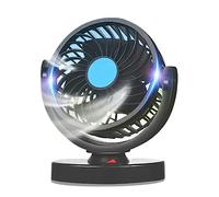 12/24V/USB Portable Mini Car Fan 360 Degree All-Round Adjustable Auto Air Cooling Dual Head Fan Quiet Small Desktop