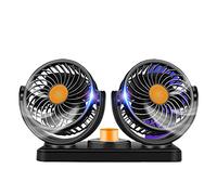 12/24V/USB Portable Mini Car Fan 360 Degree All-Round Adjustable Auto Air Cooling Dual Head Fan Quiet Small Desktop