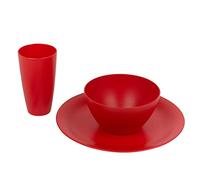 12/24x Unbreakable Reusable Coloured Plastic Soup Cereal Bowls Cutlery Tableware (Red, 12 Piece)
