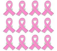 12/25/50/100/200/300/400 Pieces Breast Cancer Pins Breast Cancer Awareness Bulk Items Pink Hope Ribbon Lapel Pins Enamel Jewelry Brooches Pins for Women, Metal, no gemstone