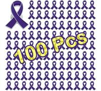 12/25/50/100/200 Pieces Purple Ribbon Lapel Pins Domestic Violence Alzheimers Lupus Health Pancreatic Cancer Awareness Pins Support Enamel Jewelry Brooches Bulk Items, Metal, no gemstone