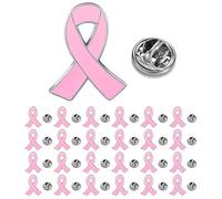 12/25/50/100 pieces pink ribbon pin breast cancer awareness enamel lapel pins Breast Cancer Awareness Pins pink Ribbon badge Brooch pins for Survivor Public events charity fundraising bulk, M, Alloy