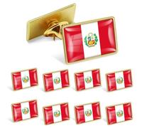 12/25/50/100Pack Official Peru Flag Pins Bulk - Metal Peruvian National Lapel Pin, Alloy, electroplating, no gemstone