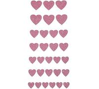 12 - 25mm Glittery Love Heart Stickers - Self Adhesive Hearts 30 pcs (Pink)