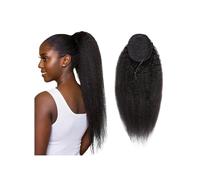12-26 Inch Drawstring Ponytail For Black Women Kinky Straight Human Hair Ponytail Extensions Brazilian Remy Hair Yaki Straight Clip In Pony Tail Extensions Hair Extension for Daily Use(22inches)
