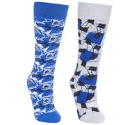 (12/3, Bright Blue / Platinum) Trespass Girls Ski Tube Socks 2 Pair Pack Rockies