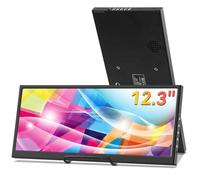 12.3 Inch Secondary Monitor, IPS Stretched Bar LCD Travel Display 1920 * 720 HDMI USBC, Mini Portable Monitor Metal Material for Laptop Computer Windows Aida64 GPU CPU RAM Monitoring,Built-in Speaker