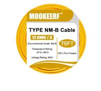 12/3 Wire with Ground - 75FT 12 Gauge NM-B Non-Metallic Sheathed Cable Pure Copper 12 AWG 3 Conductor Residential Indoor Wire for Outlets, Switches, Other Loads and Lighting Wiring Projects.(Yellow)