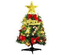 12"/30cm Mini Christmas Tree, Small Christmas Tree with Lights, Ornaments and Ball, Small Artificial Xmas Tree with Star Tree Topper for Table Top Christmas Decorations
