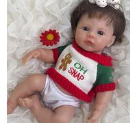 12"/30cm Mini Silicone Reborn Baby Doll Girl-Realistic Opened Eyes and Handmade Rooted Hair Baby Girl for Kids and Collectors