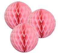 12"(30CM) Paper Honeycomb Balls (Pack of 3) Several Colours Available (Baby Pink)