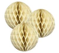 12"(30CM) Paper Honeycomb Balls (Pack of 3) Several Colours Available (Cream)