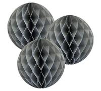 12"(30CM) Paper Honeycomb Balls (Pack of 3) Several Colours Available (Grey)