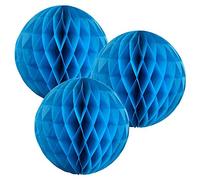 12"(30CM) Paper Honeycomb Balls (Pack of 3) Several Colours Available (Mid Blue)