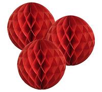12"(30CM) Paper Honeycomb Balls (Pack of 3) Several Colours Available (Red)
