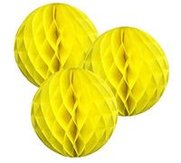 12"(30CM) Paper Honeycomb Balls (Pack of 3) Several Colours Available (Yellow)