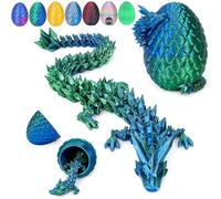 12" 3D Printed Dragon, Upgraded Fall Protection Dragon Egg & Reinforced 3D Dragons Joints, Safe Eco-Friendly Fidget Toy, Ideal Easter Gifts for Kids, Easter Eggs（Laser Green）