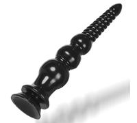 12.4 inch Anal Beads Trainer with Suction Cup Black Butt Plug Cone Anal Stretcher Prostate Massager Dilator Sex Toy for Women Men Masturbation (Black)