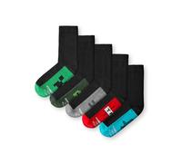 Minecraft Boys Socks Set of 5 | Childrens Back to School Calf Socks with Creeper, Diamond Sword and TNT Print in Black | Kids 5 Pack Socks for Gamers | Mojang Games Merchandise Gift