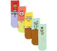 (12.5-3.5 UK Child) SpongeBob SquarePants Calf Socks Set of 5 (Unisex Kids Multicoloured)