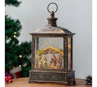 12.5'' Christmas Snow Globe Lighted Manger Nativity Scene, Musical Water Lantern Play Silent Night Music in Swirling Glitter, for Home, Battery Operated or USB Powered