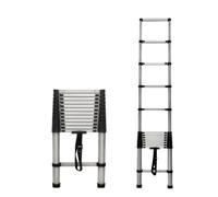 12.5 Ft Stainless Steel Telescoping Ladder Telescopic Extension Ladder Lightweight Collapsible Ladder,for RV, Loft, Attic, Home for Indoor and Outdoor Use, 330lb Load Capacity